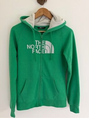 The North Face Green Full Zip Hoodie Fleece Lined Logo Sweatshirt Women’s Medium
